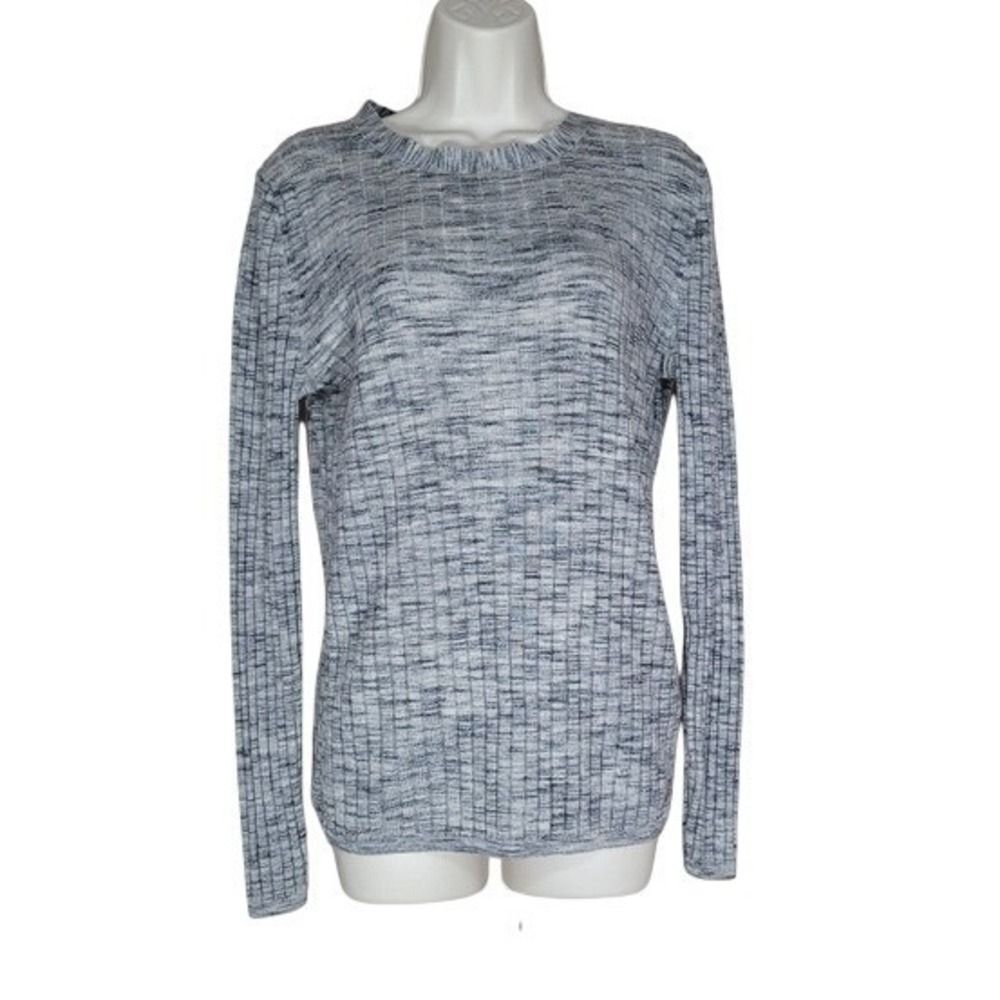 Merino Wool Banana Republic Sweater W/ L Grey Ribbed Crew Neck Space Dye LN/NWOT